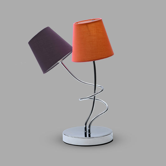 2 Lights with Mauve-Orange Beauty Shades Table Lamp
