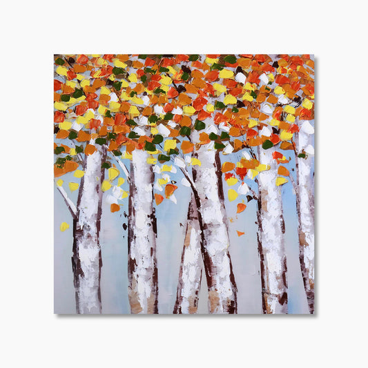 Autumn Romance  Dancing Trees Square Wall Art Printed Fabric Frame