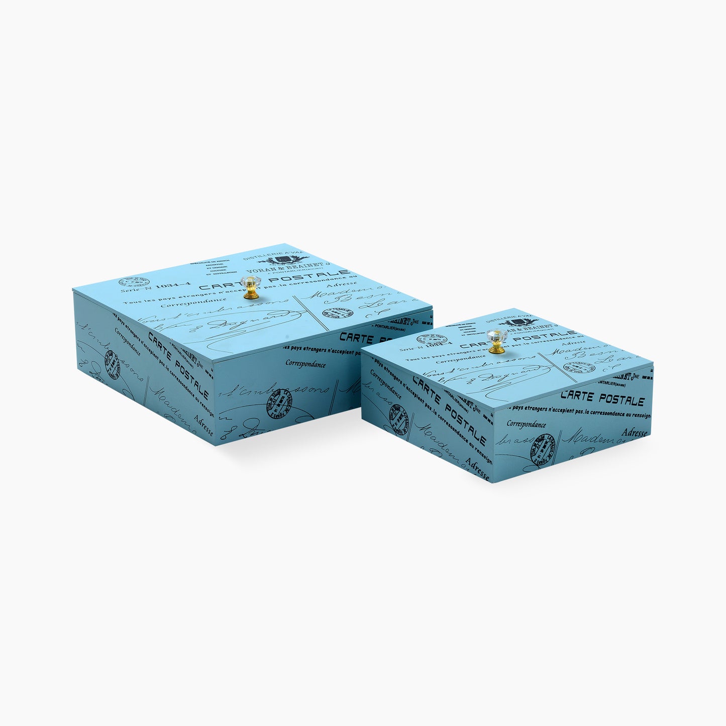 Light Blue 2 Pieces MDF Storage Boxes