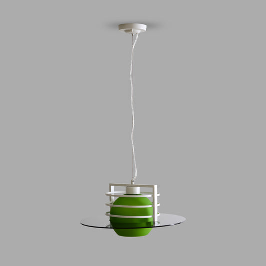 Lime Green Glass Single Light Round Pendent Lamp