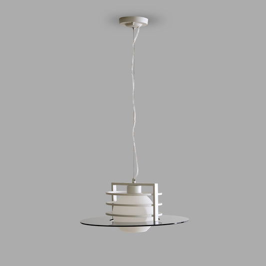 Tinted White Single Light Round Pendent Lamp