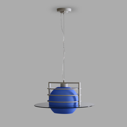 Baby Blue Glass Single Light Round Pendent Lamp