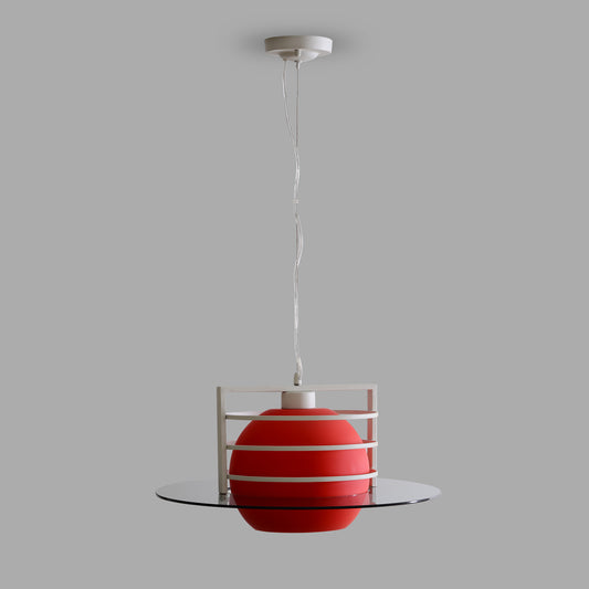 Ferrari Red Glass Single Light Round Pendent Lamp