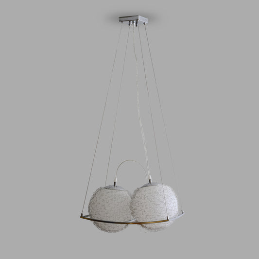 Twin White 2 Lights with Mesh Rectangular Pendent Lamp