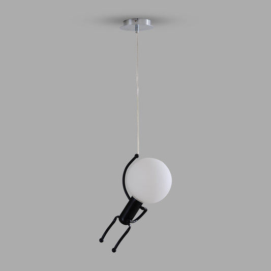 Acrobat Single Light Pendent Black Metal Frame Lamp