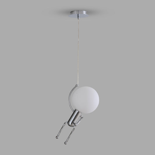 Swing Acrobat Single Light Pendent White Metal Frame Lamp