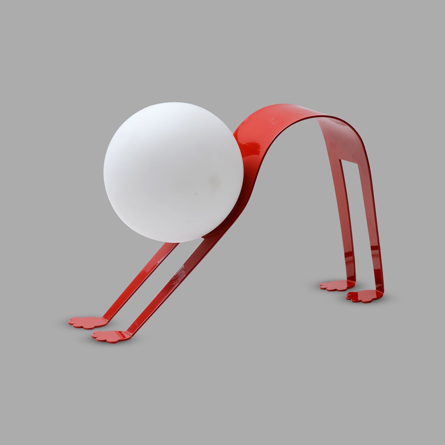 Red Coated Metal Frame Single Light Table Lamp