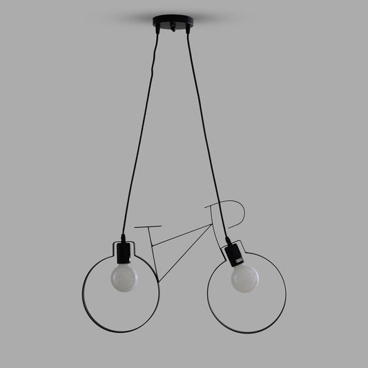 Sporty Cycle Mat Black 2-Light Pendent Lamp