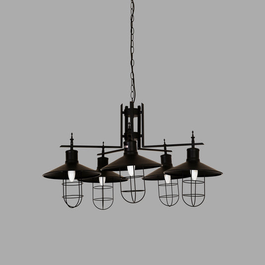 5 Lights Vintage Mat Black Chandelier