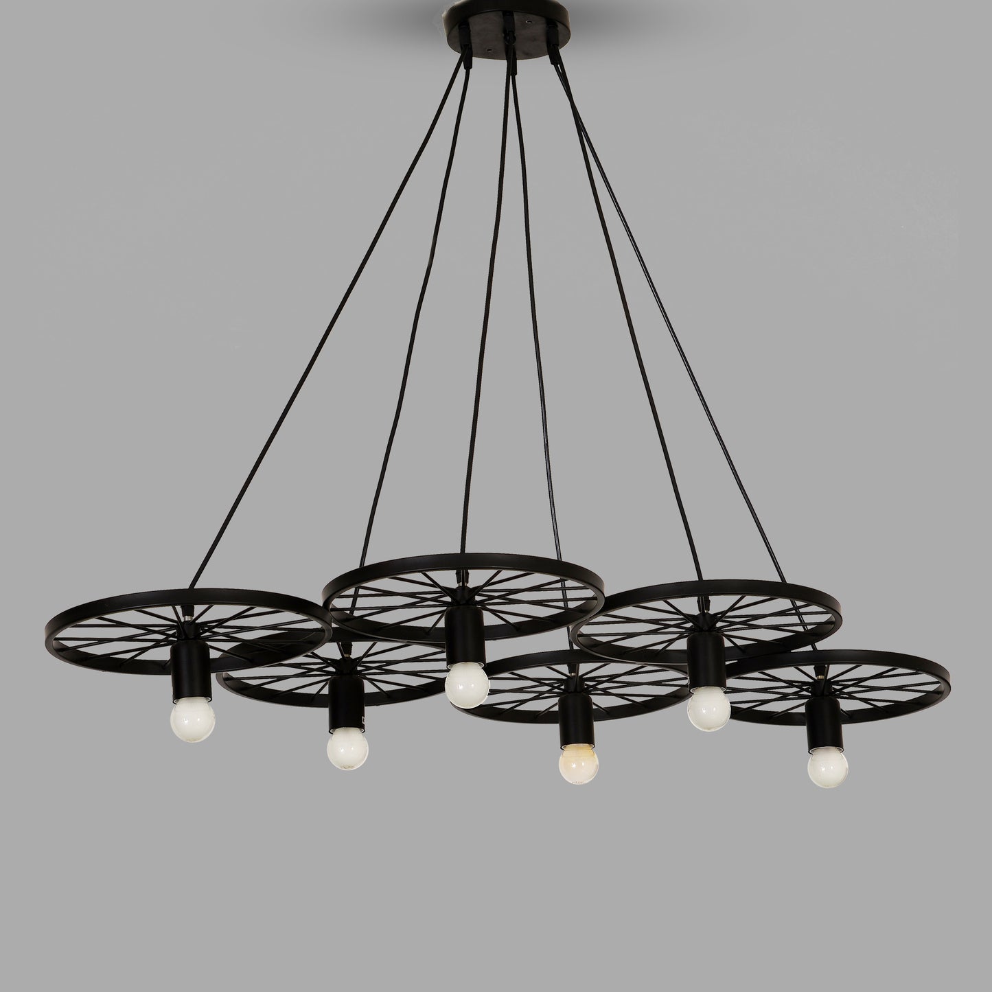 6 Lights Vintage Mat Black Chandelier