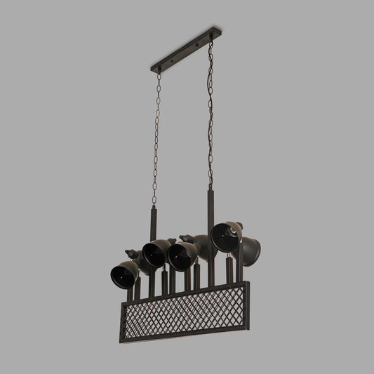 8 Lights Vintage Mat Black Deco. Chandelier