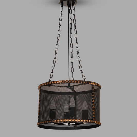4 Lights Round Pendent Lamp with Metal Mesh