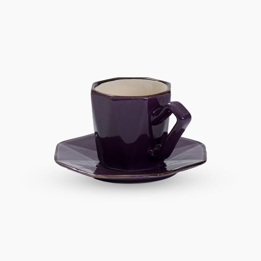 Stoneware 24 Piece Purple Coffee Cup and Saucer Set