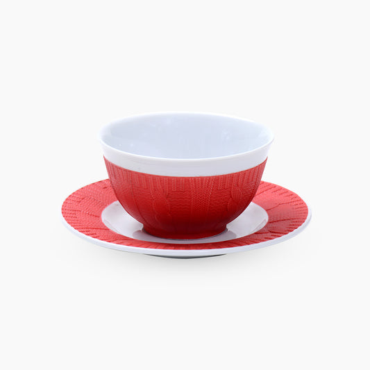 set of Red 6 bowls and 6 saucers