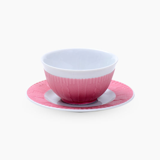 set of Pink 6 bowls and 6 saucers