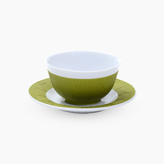 Set of Green 6 bowls and 6 saucers