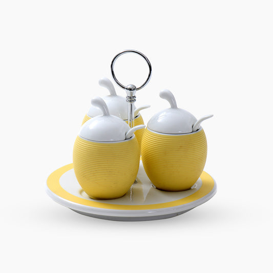 4 Yellow Piece Porcelain Condiment Set