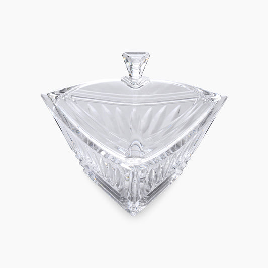 Beautiful Triangular Crystal clear Acrylic cookie jar with Cover