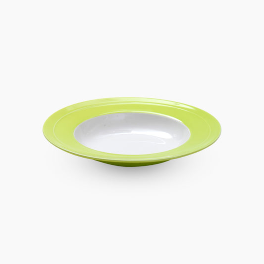 Light Pistachio / White Porcelain Deep Dinner Plate