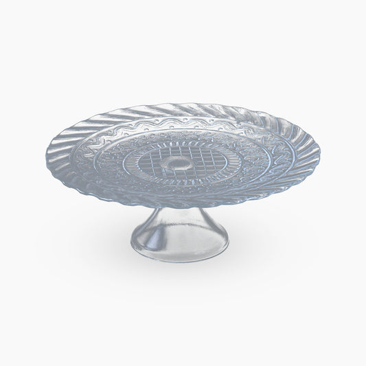 Stylish Round Glass Cake Plate on Foot