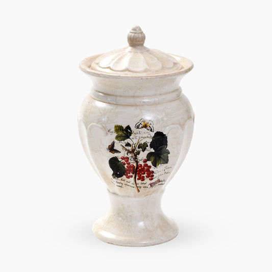 Cherry ceramic round candy jar