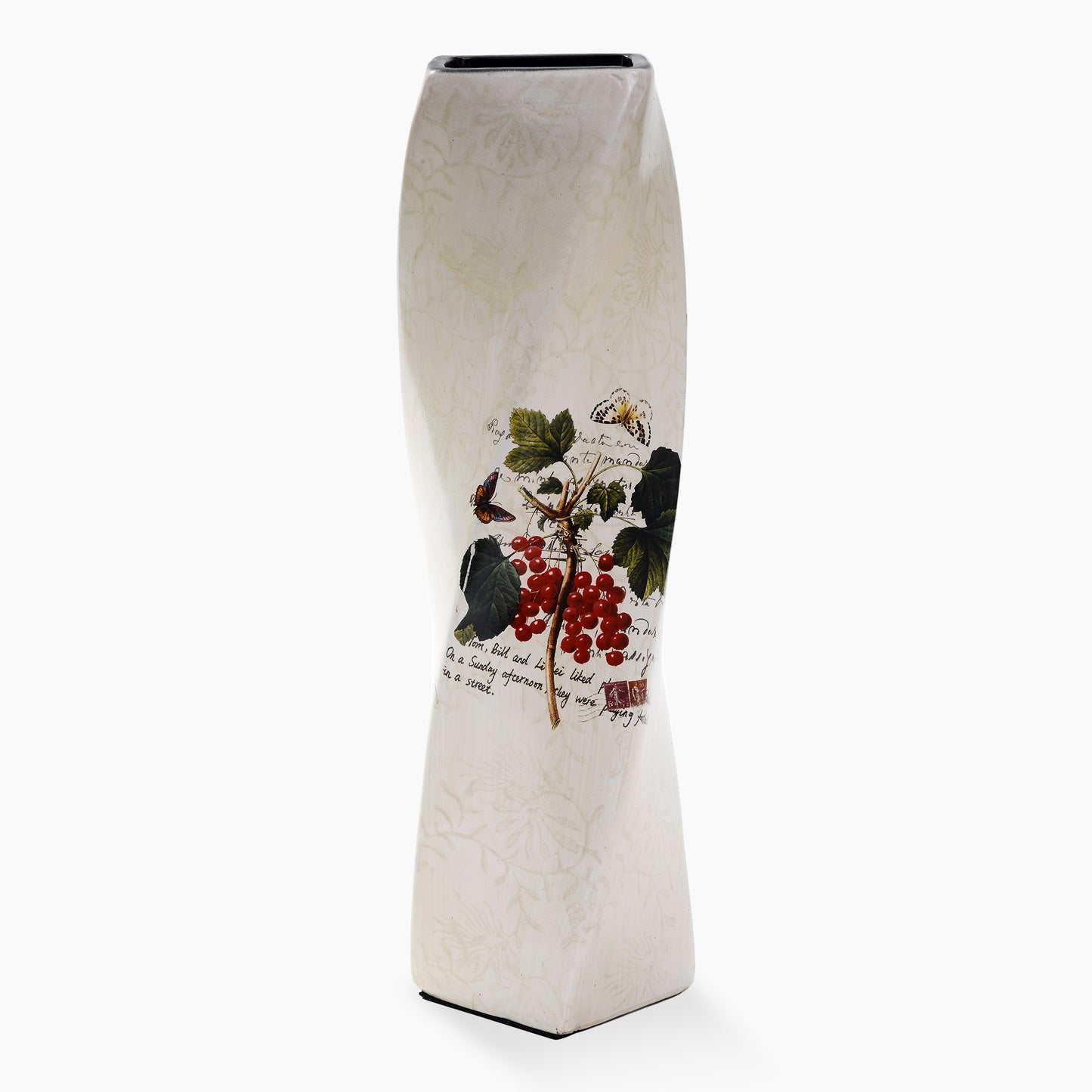 Cherry twisted ceramic vase