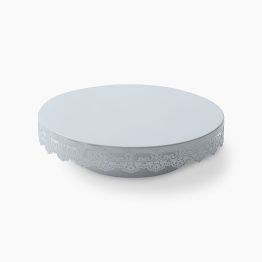 Cake Stand With Cut Work Lace In White Colour