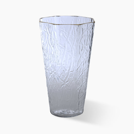 Charming Frosted Glass Vase with Gold Rim