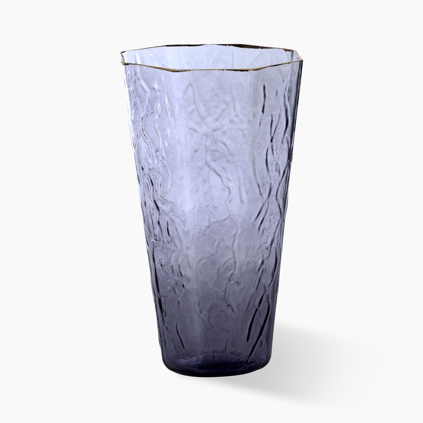 Frosted Smoked Glass Vase with Gold Rim