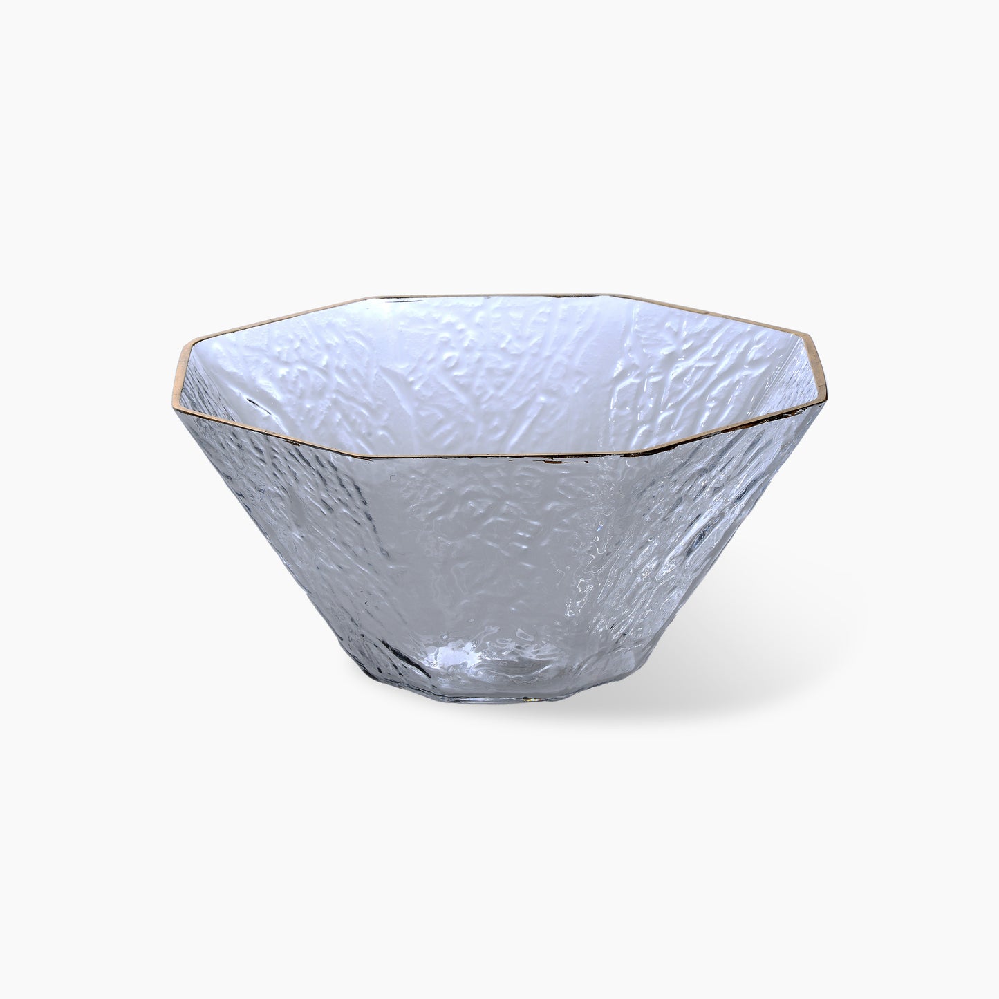 Frosted Glass Bowl with Gold Rim