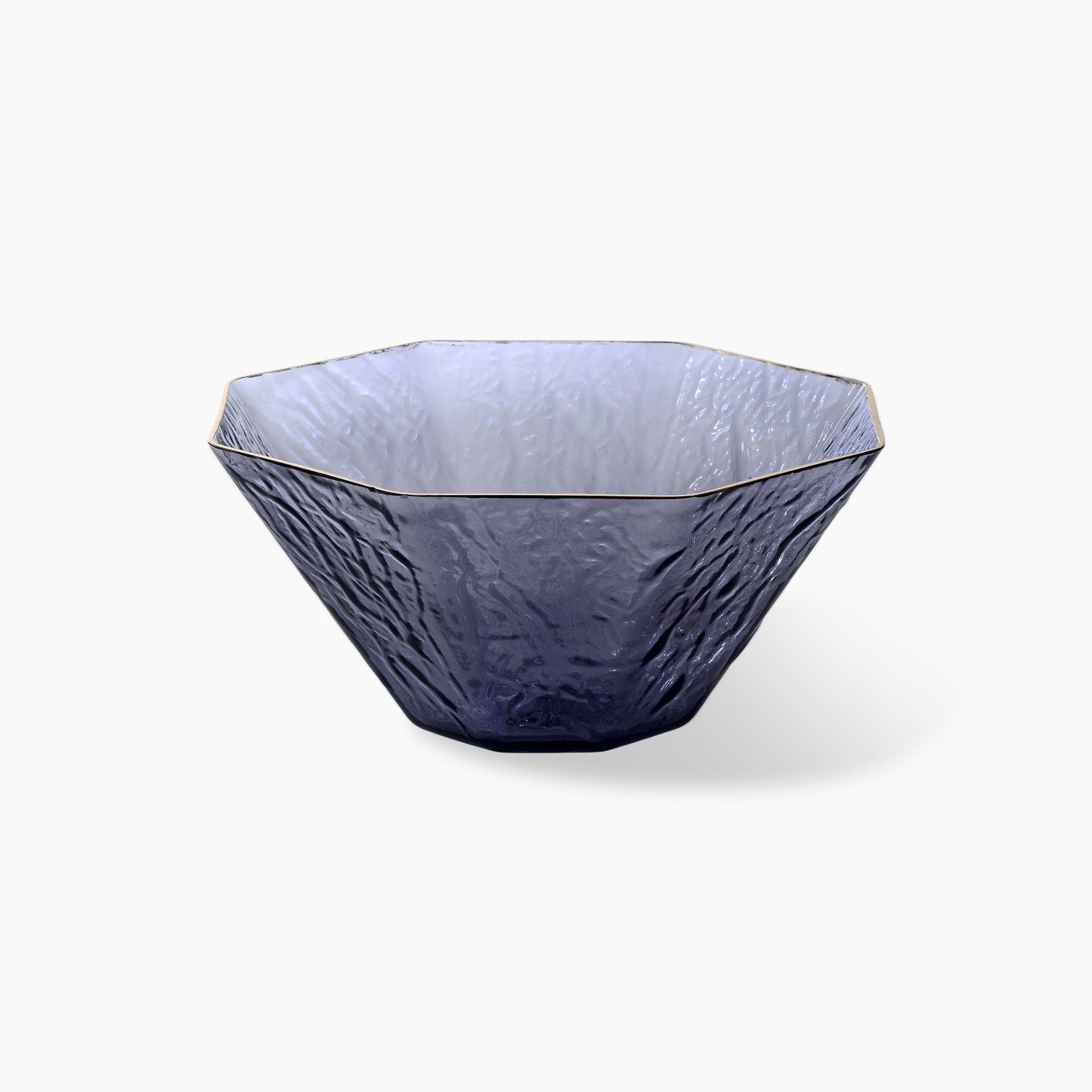 Frosted Smoked Glass Bowl with Gold Rim