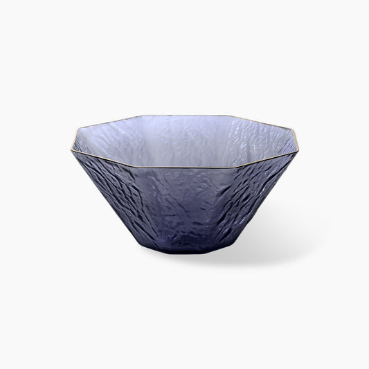 Frosted Smoked Glass Bowl with Gold Rim