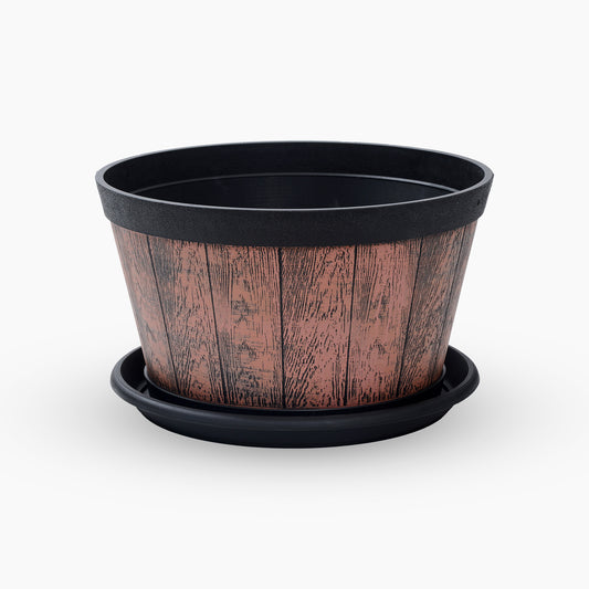 The  Coffee Brown Plant Pot with Under Plate