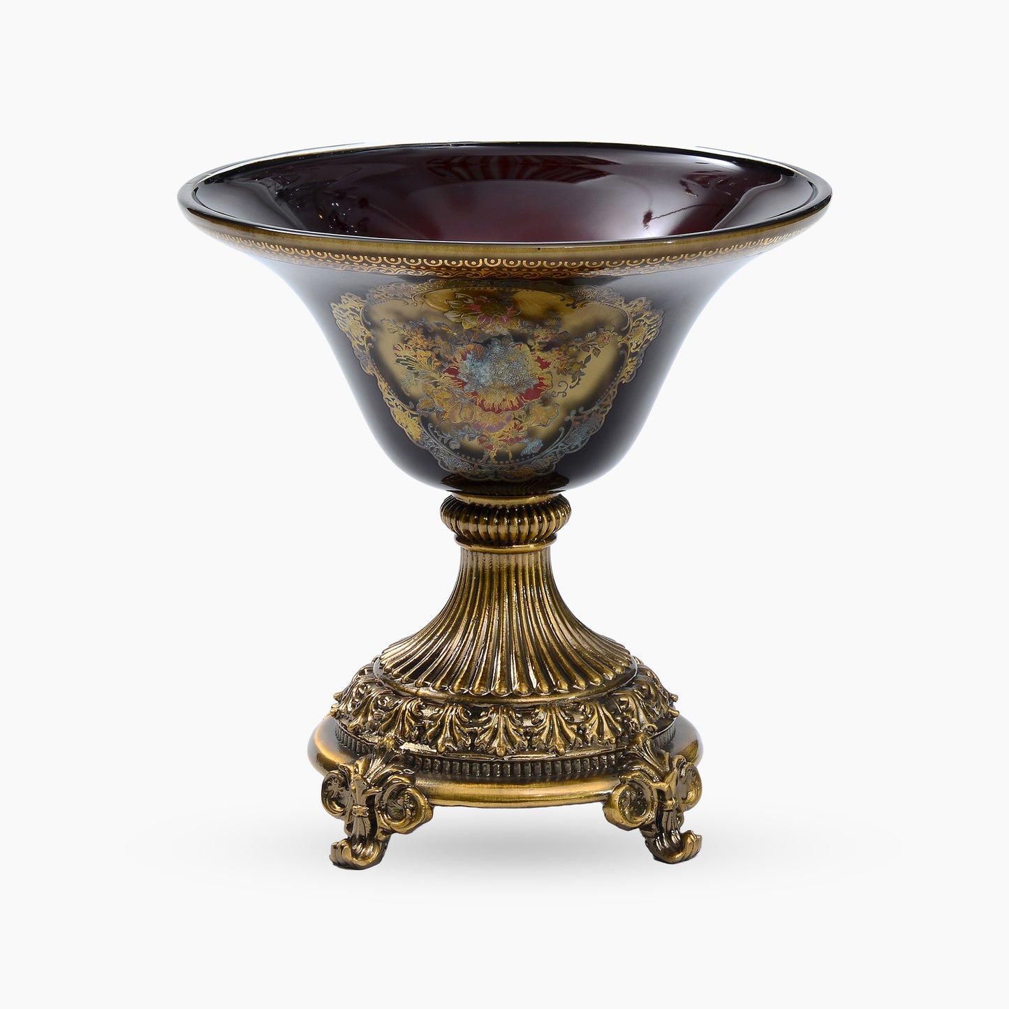 Verona Antique Look Brass and Glass Round Bowl