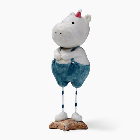 Hippo The Star Glazed Ceramic Money Box Figurine