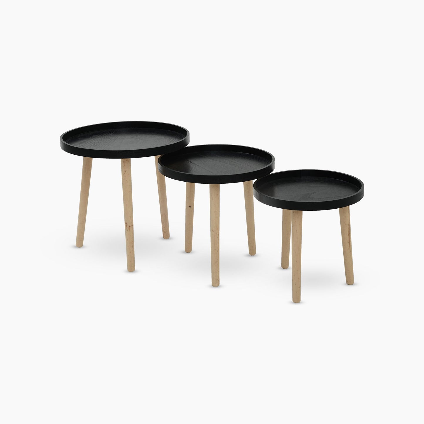 Wooden Coffee Table - Black Set of 3