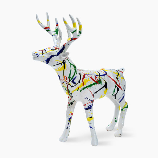 Graffiti Deer in Colored Resin Display Figurine