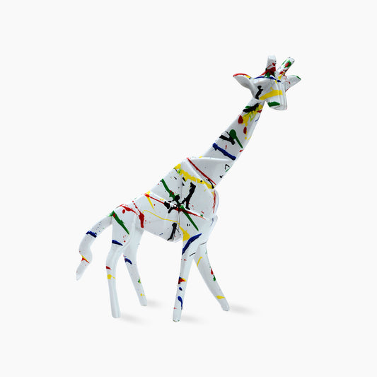White Graffiti Giraffe in Colored Resin Display Figurine