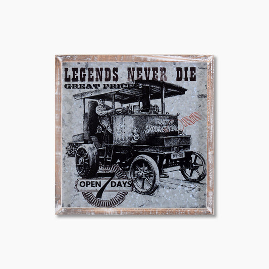 Legends Never Die Truck Square Vintage Metal Frame