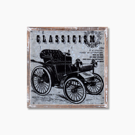 Old Classic Car Square Vintage Metal Frame