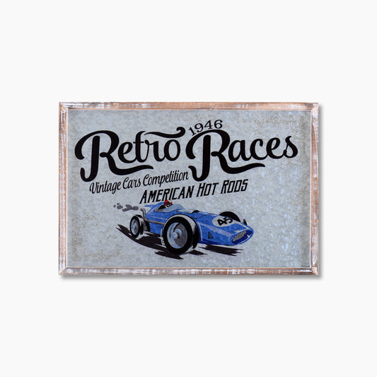 Retro Races Car Vintage Metal Frame