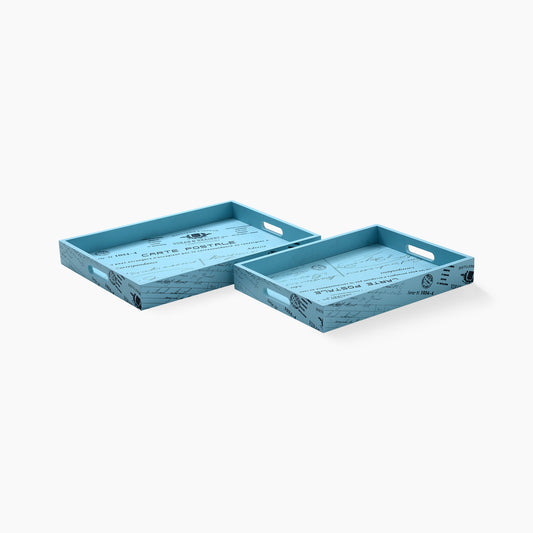 Funky Light Blue 2 Pieces MDF Trays set