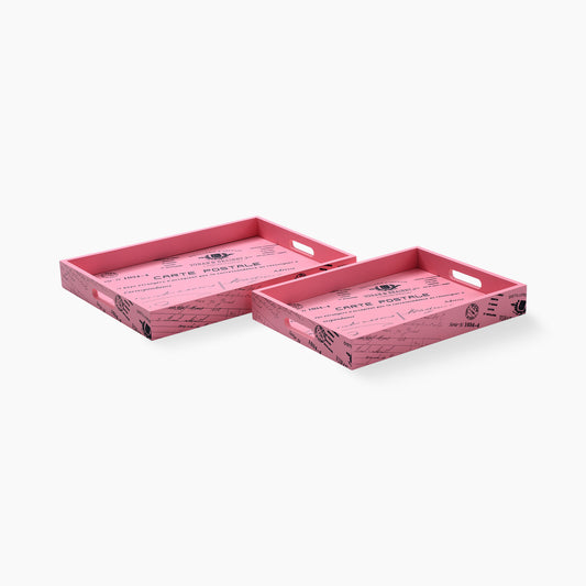 Funky Light Pink 2 Pieces MDF Trays set