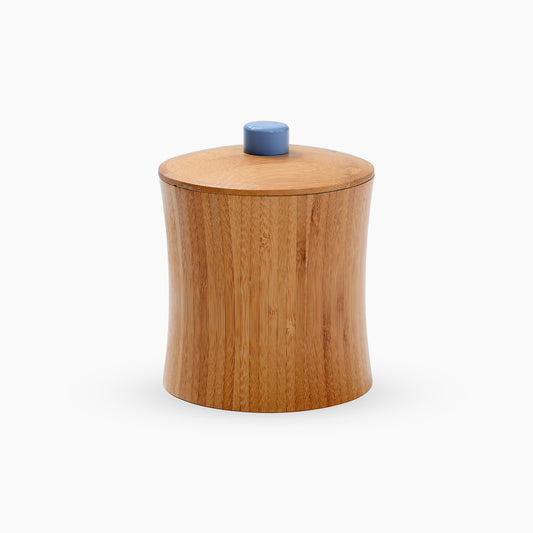 Wood Light Blue Air Tight Canister with Light Blue Knob